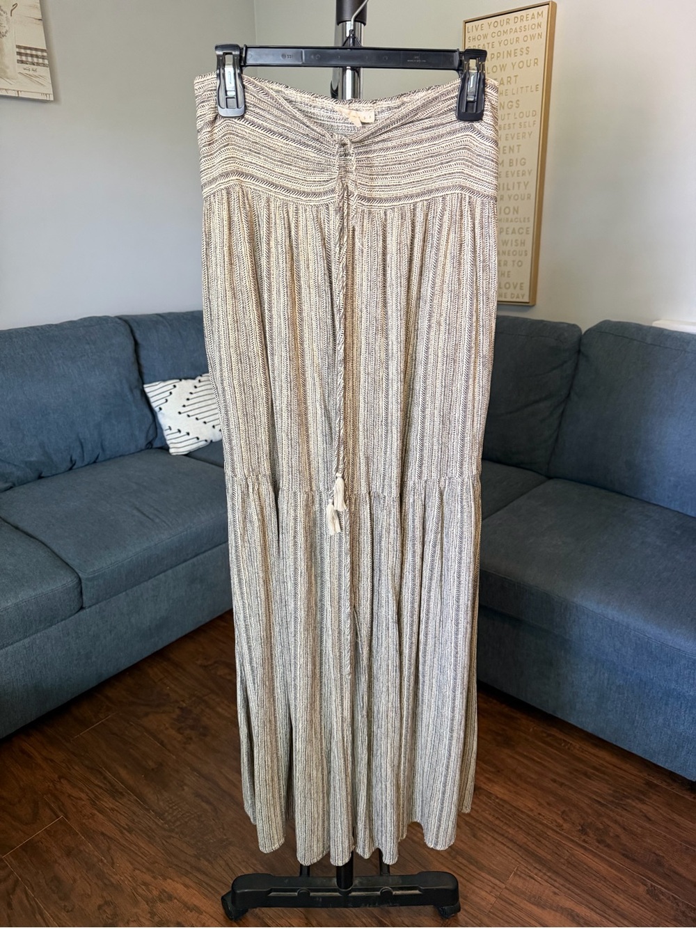 Promesa Striped Maxi Skirt in Black and Cream